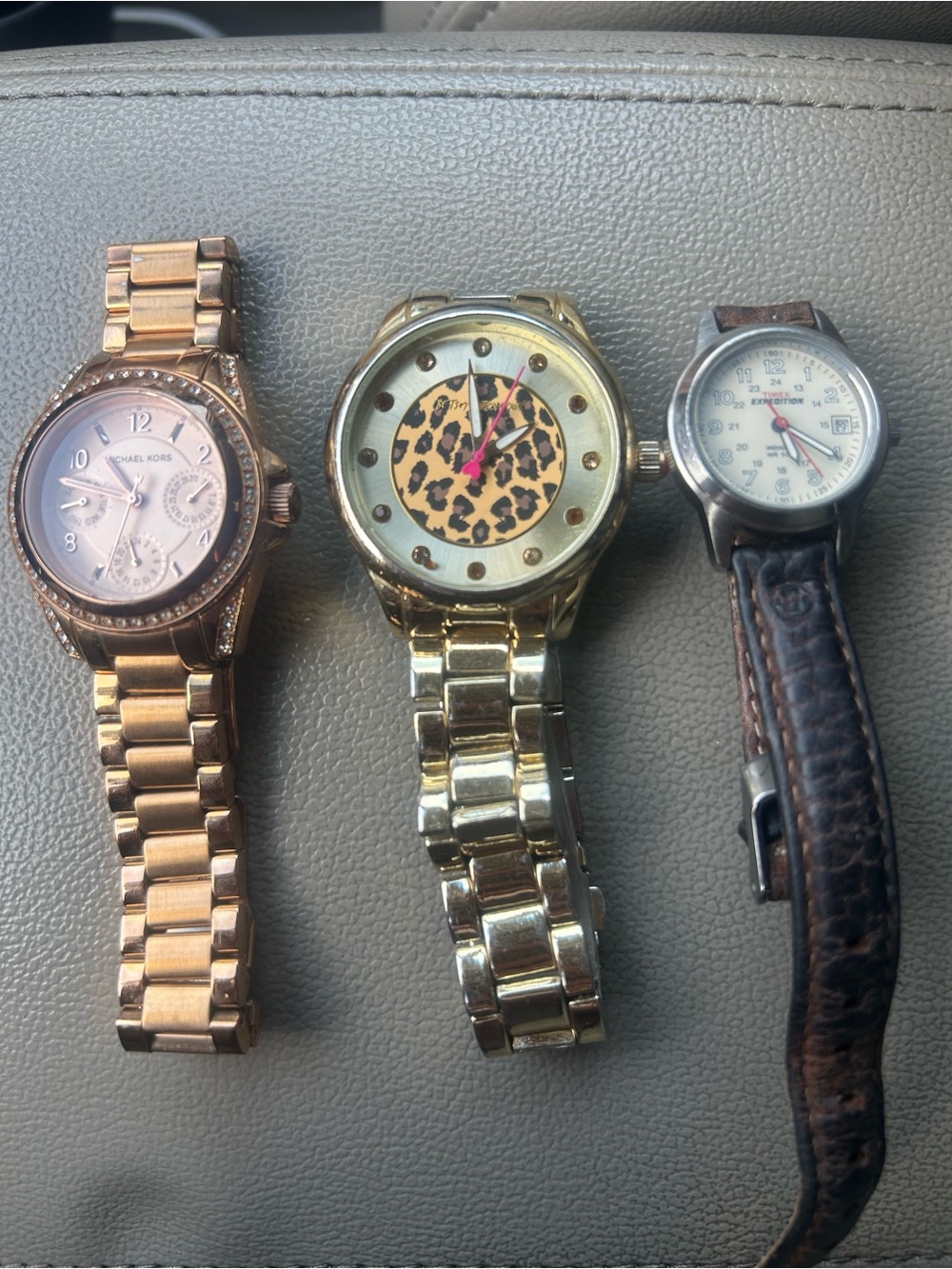 Lot of 3 Fashion Watches - Gold, Rose Gold, Brown Leather
